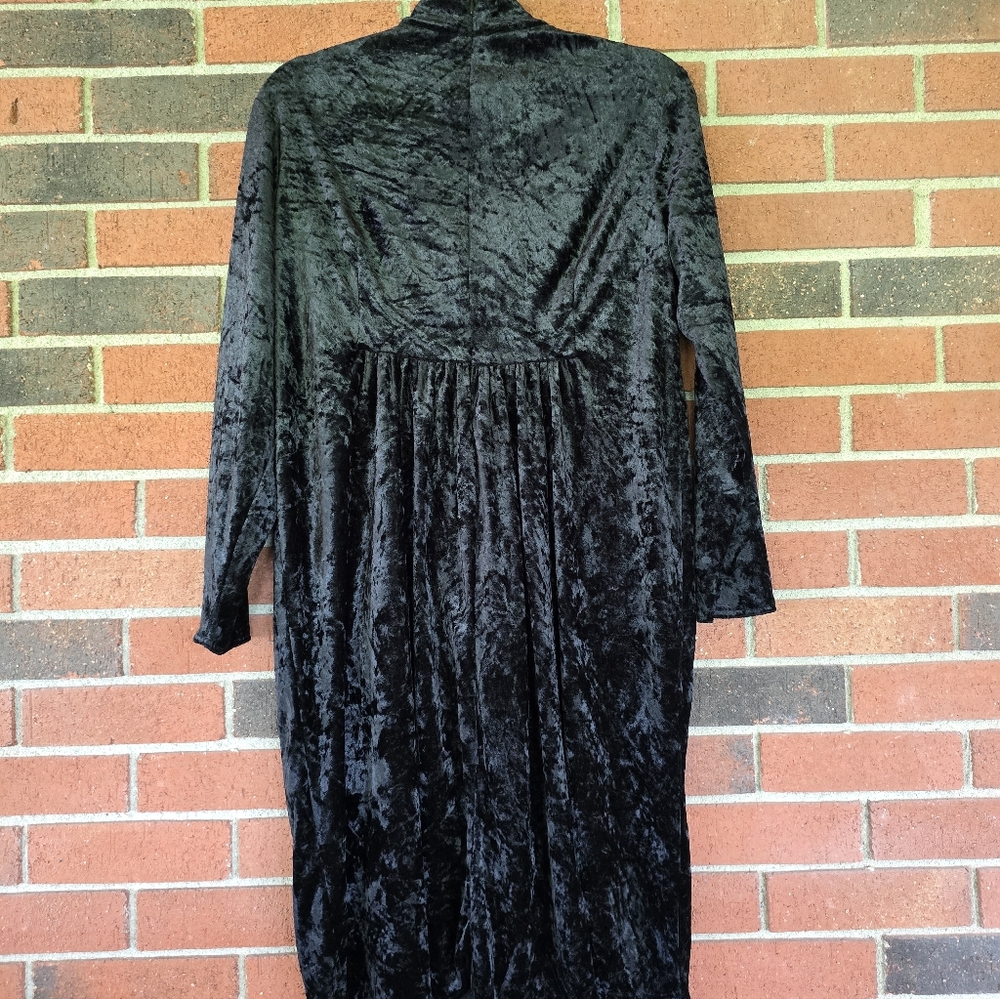 Vintage Hayley Too Black Velvet Dress 90s Y2K Wimsigoth Dark Romantic Size M - Picture 6 of 7